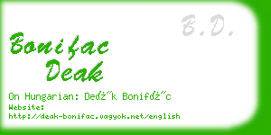 bonifac deak business card